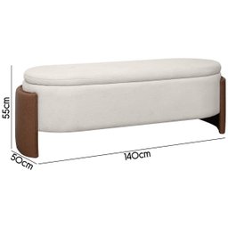 Recamier Sapateira Baú Império Casal 140cm Bouclê Facto - Sofa Store:bouclê Bege Marfim - 8