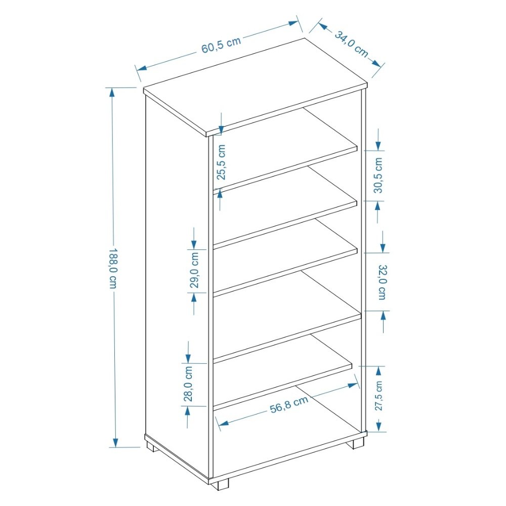 Estante para Livros Multiuso Livreiro com Chave Porta Grande - Branco - 3