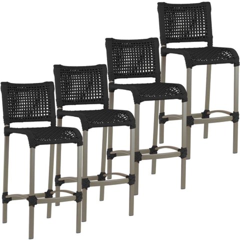 4 Banqueta Haiti em Corda Náutica Alumínio Balcão Edícula Cozinha Trama Original