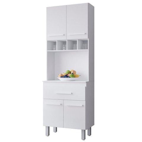 Armario Paneleiro 4 Portas 1 Gaveta 197x60 cm Vitoria Branco Mobbs