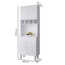 Ver imagem 3 de Armario Paneleiro 4 Portas 1 Gaveta 197x60 cm Vitoria Branco Mobbs