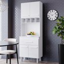 Ver imagem 2 de Armario Paneleiro 4 Portas 1 Gaveta 197x60 cm Vitoria Branco Mobbs