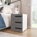 Ver imagem 1 de Mesa de Cabeceira Lisboa com 3 Gavetas 40x54cm Cinza/Branco 250687