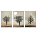 Ver imagem 1 de Kit 03 Quadros Decorativos - Plantas por do Sol Vintage Flnt057 - Tela Canvas - 60x80cm