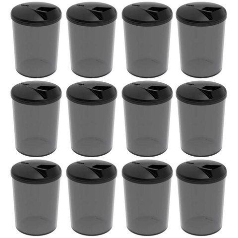 Kit 12 Farinheiras Porta Farofa Temperos Fumê com Tampa 400m