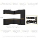 Ver imagem 4 de Armário Cozinha Completa Canto Veneza Mp2102 Multimóveis Preto + Brinde Jogo de Panelas Tramontina