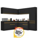 Ver imagem 3 de Armário Cozinha Completa Canto Veneza Mp2102 Multimóveis Preto + Brinde Jogo de Panelas Tramontina