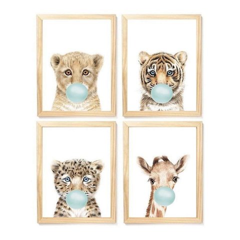 Kit Quadro Safari Balão Decorativo Quarto Criança Bebê Enxoval