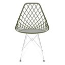 Ver imagem 3 de Cadeira Kaila Verde Militar – Estrutura Eiffel Cromada Elegância Única