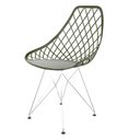 Ver imagem 1 de Cadeira Kaila Verde Militar – Estrutura Eiffel Cromada Elegância Única