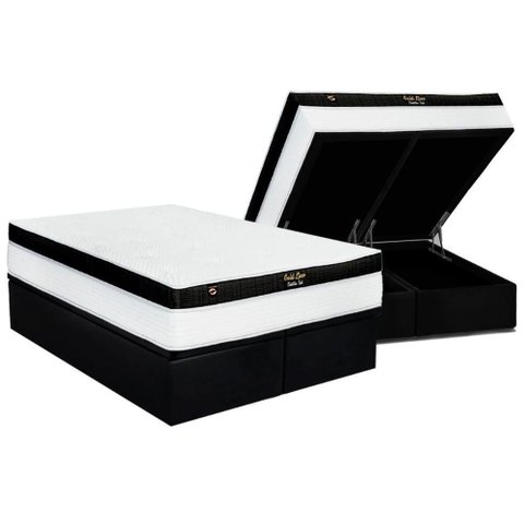Cama Box Baú King: Colchão Molas Masterpocket Ensacadas Luckspuma Gold Line Elastic Gel + Base Crc