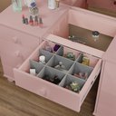 Ver imagem 3 de Penteadeira Camarim 9 Gavetas Classica Mila New C/led - Espelho - Gaveta Maquiagem - Rose