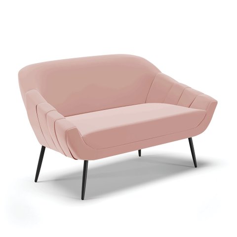 Namoradeira Giovana 02 Lugares Veludo Rose Pés Palito de Ferro - D’Rossi