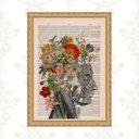 Ver imagem 1 de Quadro Moldura Dourada Cérebro com Flores 33x24cm:com Acetato