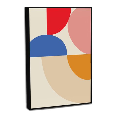 Quadro Decorativo Geométrico Colorido Abstrato com Moldura Filete
