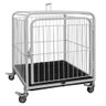 CANIL PORTATIL EM AÇO TRANSPORTE PARA PETS BICHINHOS GAIOLA COM RODAS E TRAVA BRANCO - 1