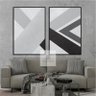 Quadro Abstrato Geométrico Duo Cinza Neutro Decorativo - 2