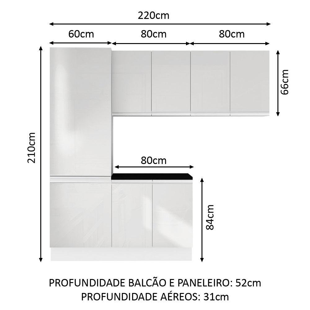 Kit Área de Serviço Madesa Acordes 100% Mdf com Armário, Balcão e Torre - Portas Branco - 3