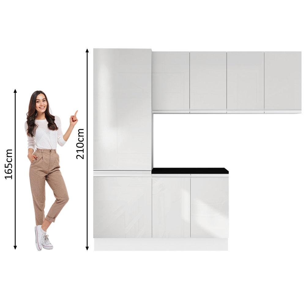 Kit Área de Serviço Madesa Acordes 100% Mdf com Armário, Balcão e Torre - Portas Branco - 5