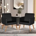 Ver imagem 1 de Kit 2 Poltronas Corino Sala, Recepção Escritório Consultório:preto Corino