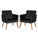 Ver imagem 2 de Kit 2 Poltronas Corino Sala, Recepção Escritório Consultório:preto Corino
