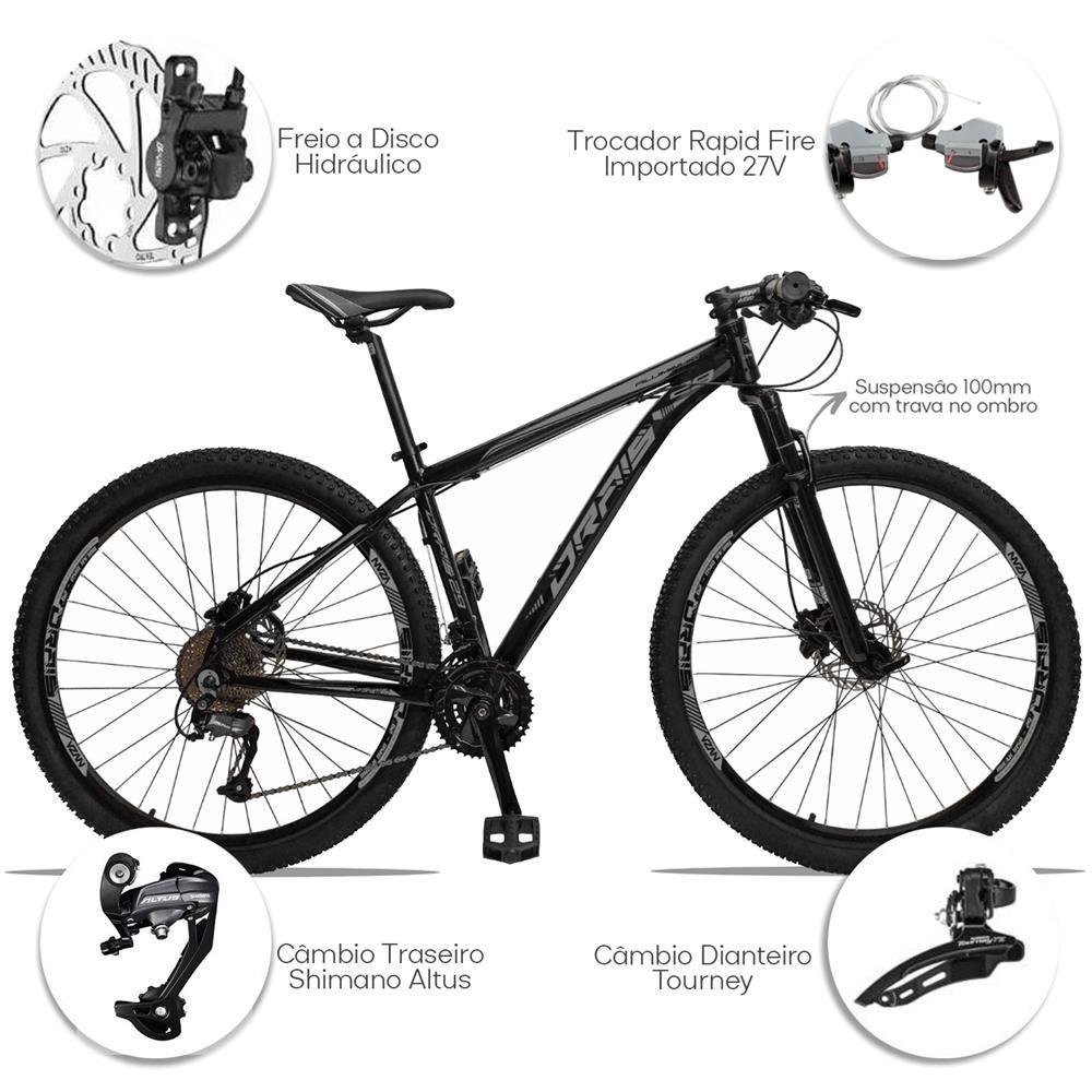 Bicicleta Drais 29 Câmbio Shimano Freio Hidráulico 27V Preto/Cinza 15" - 225 - 3