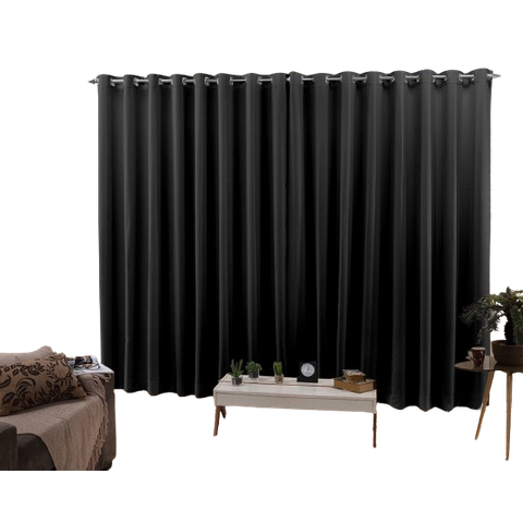 Cortina 6,00x2,50 Sala Quarto Cozinha Blackout Corta Luz: Preto