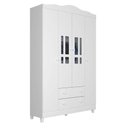 Ver mais imagens de Berço Americano Multifuncional Cleo com Guarda Roupa 4 Portas Ariel Branco com Colchão Ortobom - Car