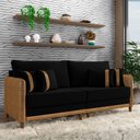 Ver imagem 1 de Sofá Montecarlo 2 Lugares 172cm Veludo/pu Preto/caramelo