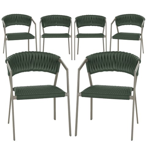 6 Cadeiras Atenas Tricô Náutico e Alumínio com Proteção Uv para Varanda, Cozinha, Área, Jardim - Pin