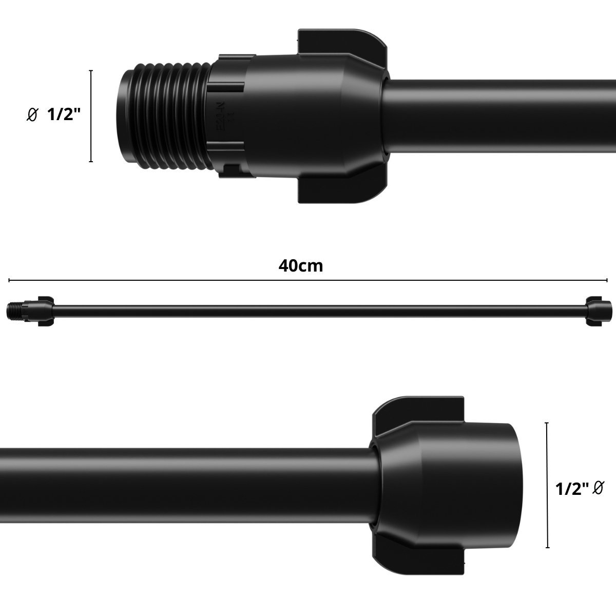 Engate Mangueira Flexível Para Descarga 40cm x 1/2" Preto + Fita Veda Rosca - 2