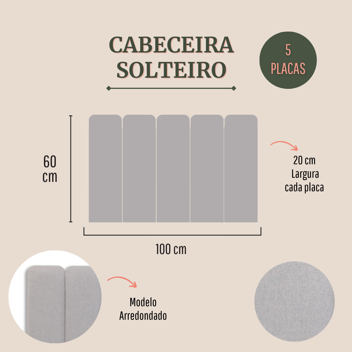 Cabeceira Solteiro 100x60 Cama Box Modulada Arredondada Linho Gelo - 2