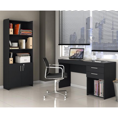 Escritório Compacto 2 Peças Office Preto Tx Notável Móveis