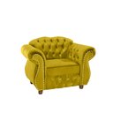 Ver imagem 1 de Kit 3 Poltronas Chesterfield Merlo - Veludo Amarelo / Decoração, recepção , barbearia, sala tv estar