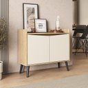 Ver imagem 1 de Buffet Aparador 2 Portas Retrô 88cm Bege/Amendoa/Off White