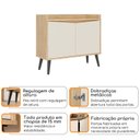 Ver imagem 5 de Buffet Aparador 2 Portas Retrô 88cm Bege/Amendoa/Off White