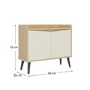 Ver imagem 3 de Buffet Aparador 2 Portas Retrô 88cm Bege/Amendoa/Off White