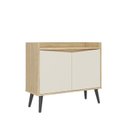 Ver imagem 2 de Buffet Aparador 2 Portas Retrô 88cm Bege/Amendoa/Off White