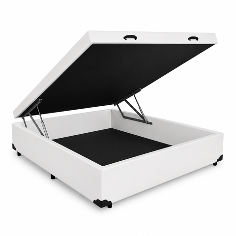 Cama Box Baú Casal 138 Bello Box - Tecido Sintético Branco