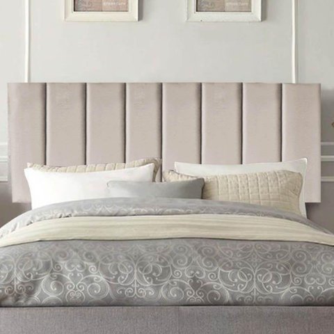 Painel Estofada Carla 195cm King Size para Cama Box Quarto Corino Bege - Gat Magazine