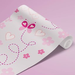 Papel de Parede Infantil - Borboletas e Corações Arte Destaque 2 Metros - 4