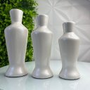 Ver imagem 4 de Trio decorativo vaso garrafa branco perolado de cerâmica