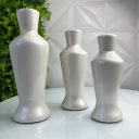 Ver imagem 3 de Trio decorativo vaso garrafa branco perolado de cerâmica