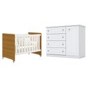 Ver imagem 1 de Berço Americano Evolution 4 em 1 Branco Acetinado Savana Reller e Cômoda Americano Branco Hp - Henn