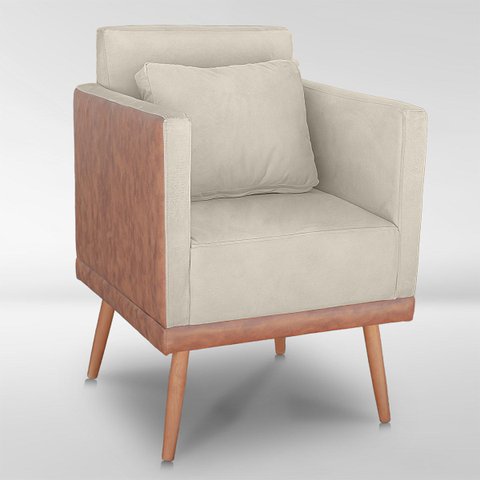 Cadeira Poltrona para Sala Quarto Confortável e Reforçada Sofia:bege