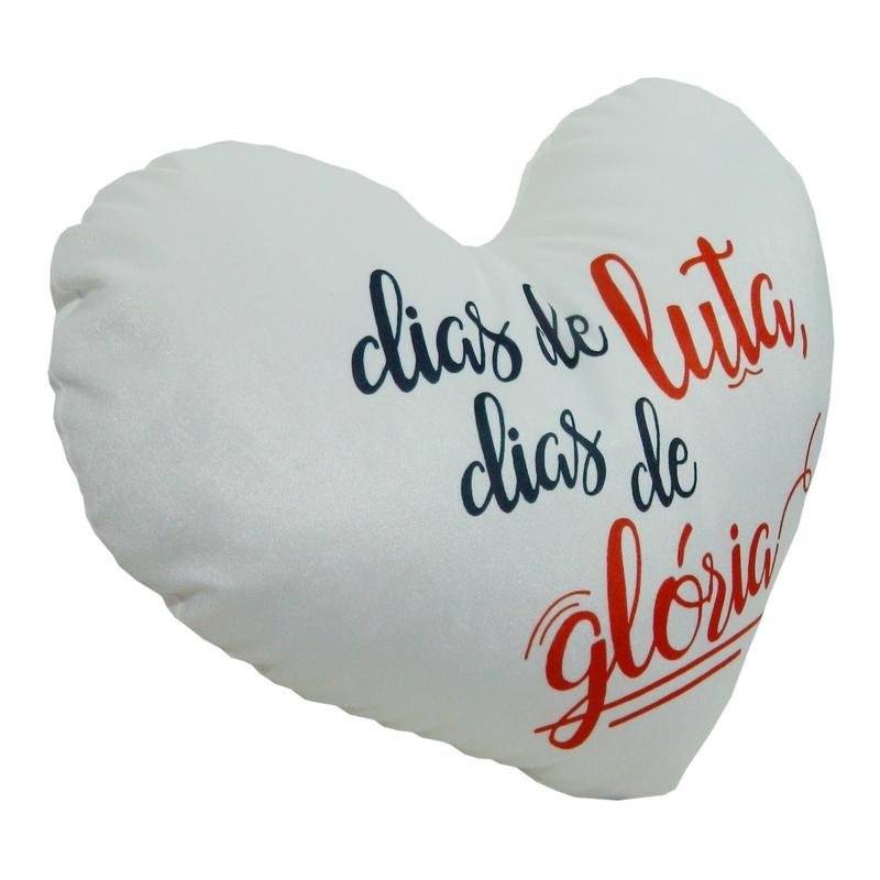 Almofada Coração Frases Luta e Gloria Branca 45cm x 30cm - 2