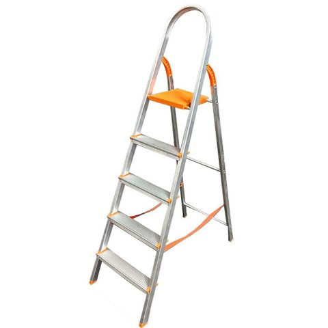 Escada Doméstica de Alumínio com Acessórios em Polipropileno com 5 Degraus Antiderrapantes - EDS005 