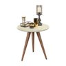 Conjunto Mesa Apoio Lateral Redonda Pés Palito - Off White - 4