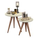 Ver imagem 2 de Conjunto Mesa Apoio Lateral Redonda Pés Palito - Off White