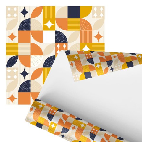 Papel de Parede Adesivo Abstrato Colorido Laranja Azul 2,80m